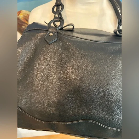 TODS Vintage Black Italian Leather Ring-Handled Satchel - Picture 13 of 16